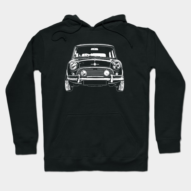 White Mini Cooper S MK1 Sketch Art Hoodie by DemangDesign